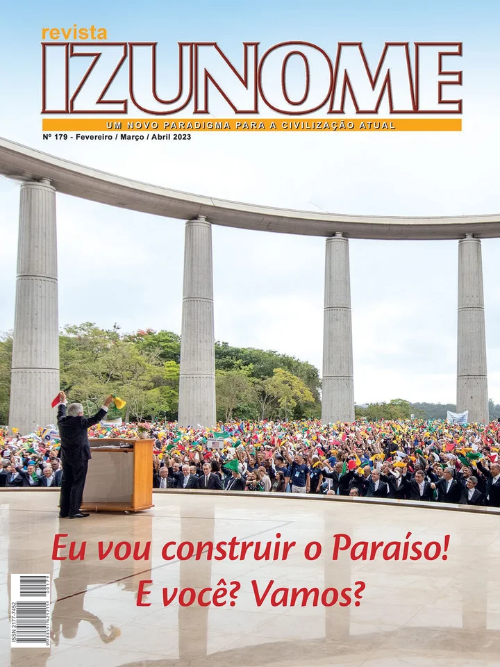 Capa da Revista Izunome, edição 179 com o título “Eu vou construir o Paraíso! E você? Vamos?”.