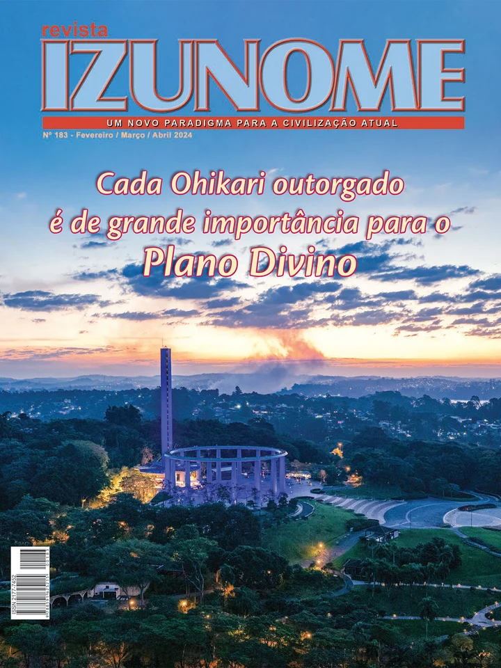 Capa da Revista Izunome, edição 183 com o título “Cada Ohikari outorgado é de grande importância para o Plano Divino”.