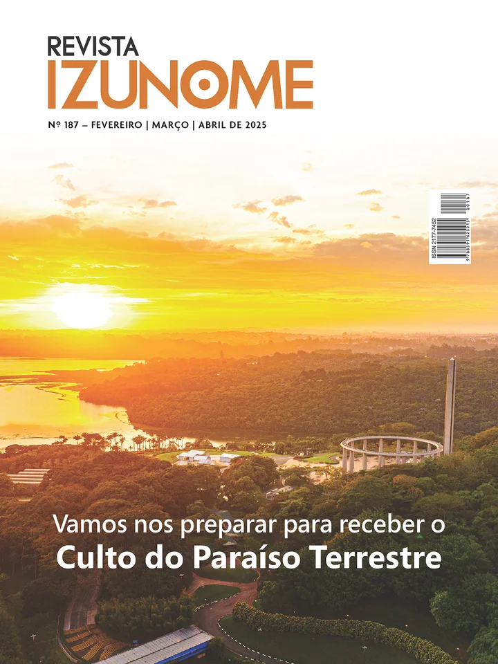 Capa da Revista Izunome, edição 187 com o título “Vamos nos preparar para receber o Culto do Paraíso Terrestre”.