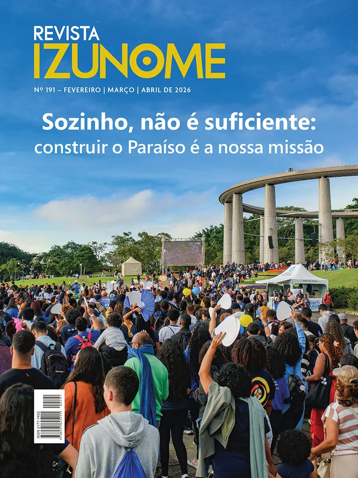 Capa da Revista Izunome, edição 191 com o título “Sozinho, não é suficiente: construir o Paraíso é a nossa missão”.