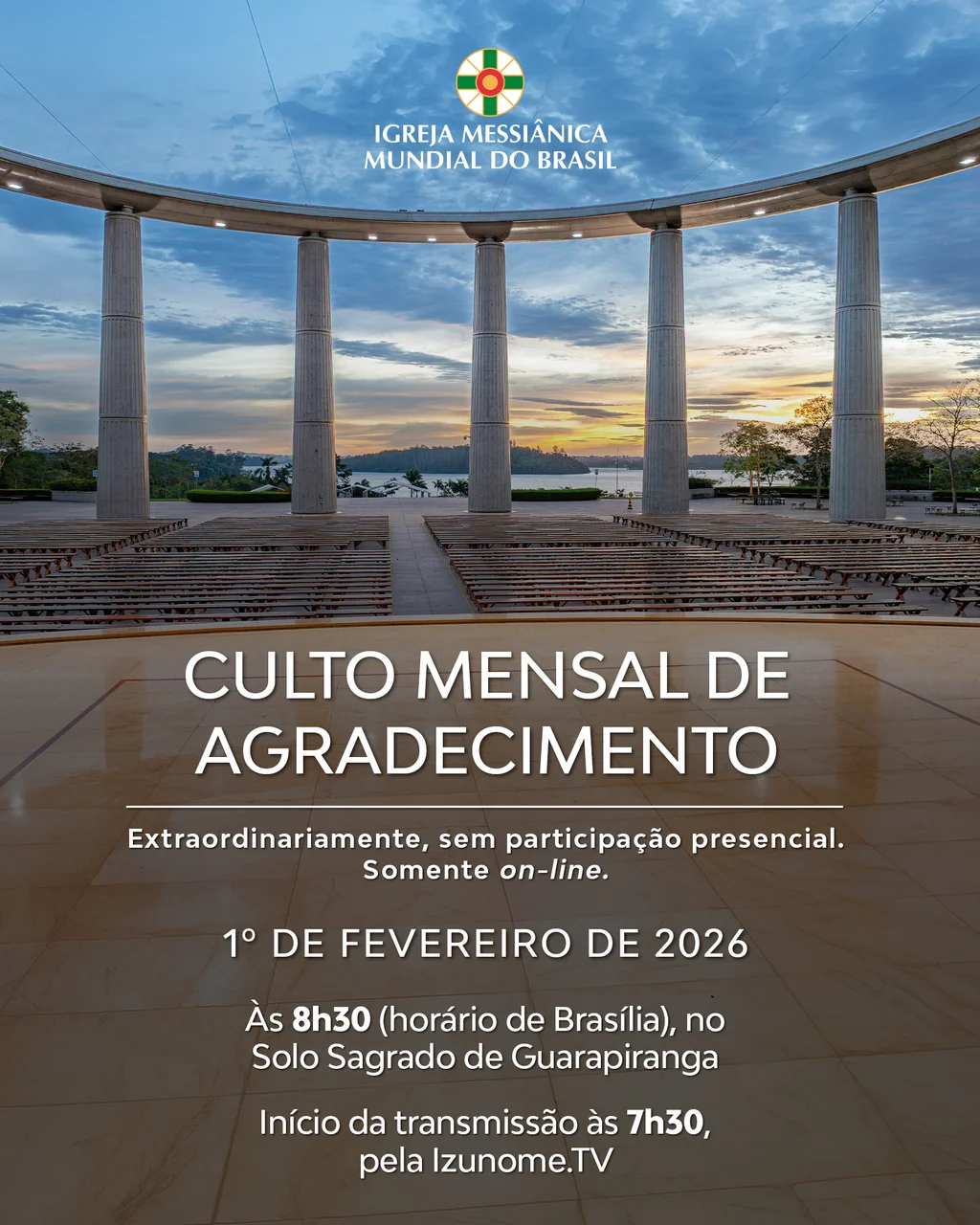 Capa do vídeo “Cerimônia do Culto Mensal de Agradecimento de fevereiro | Solo Sagrado de Guarapiranga - 01/02/2026”