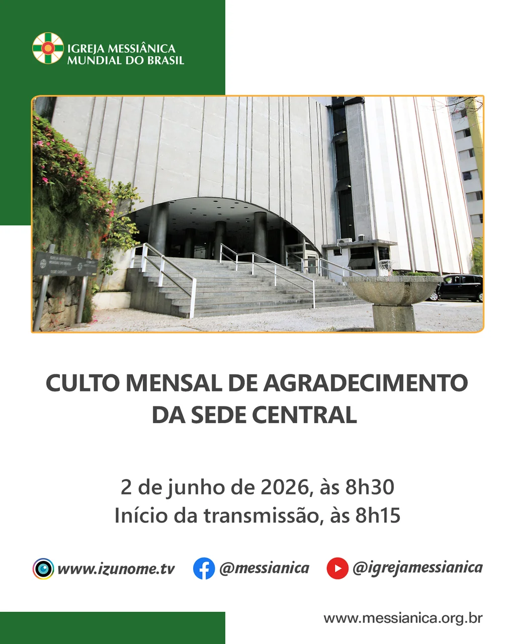 Capa do vídeo “Culto Mensal de Agradecimento de Junho | Sede Central - 02/06/2026”