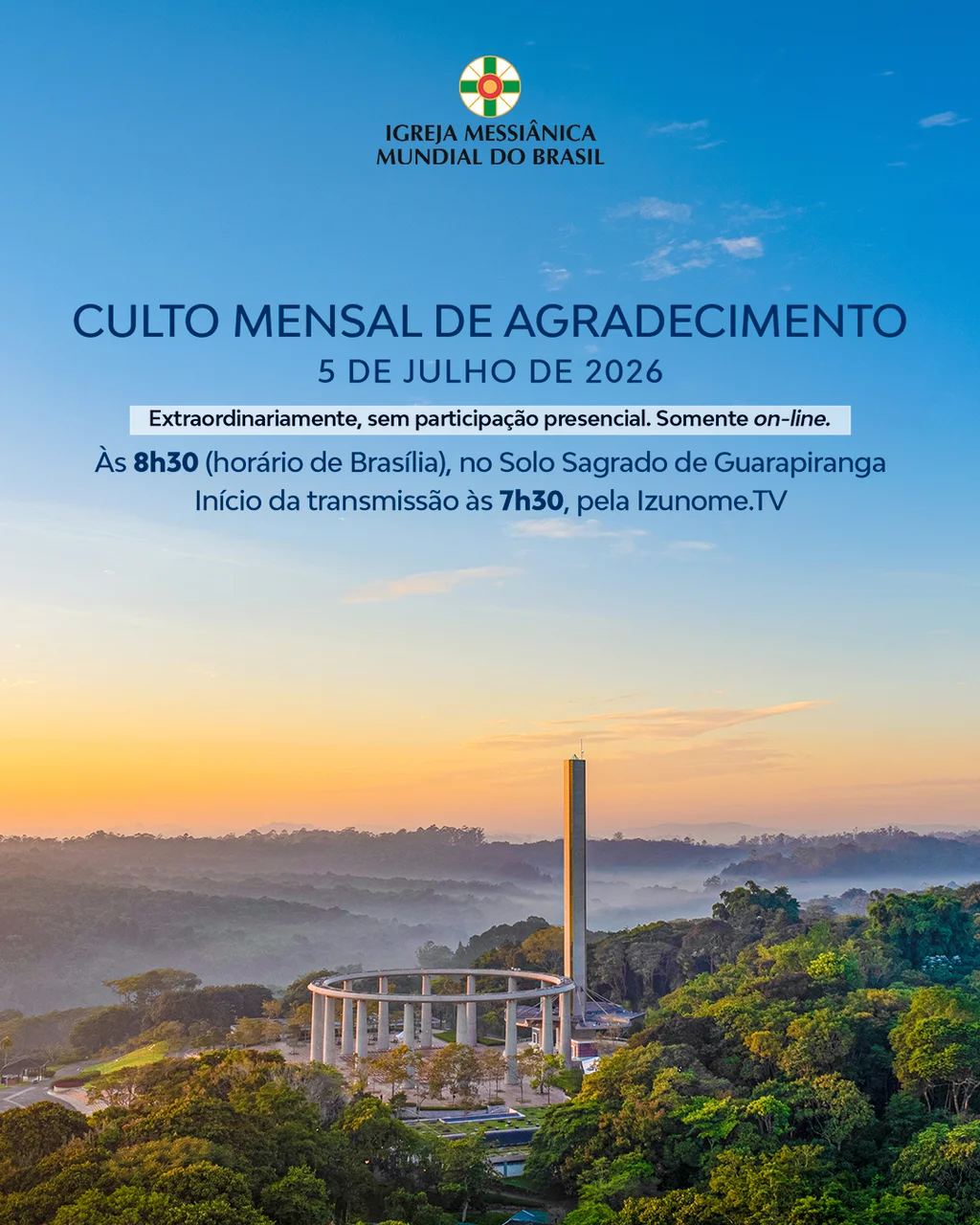 Capa do vídeo “Cerimônia do Culto Mensal de Agradecimento de Julho - 05/07/2026”